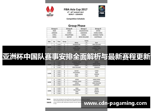 亚洲杯中国队赛事安排全面解析与最新赛程更新 亚洲杯中国队赛事安排全面解析与最新赛程更新