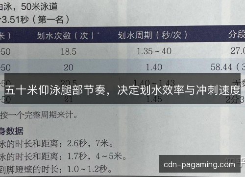 五十米仰泳腿部节奏，决定划水效率与冲刺速度